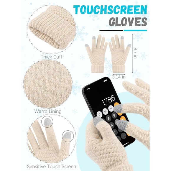 Women off wight Knit Beanie Hat, Gloves, Scarf & Ear Warmer Set - Winter - Picture 3 of 6